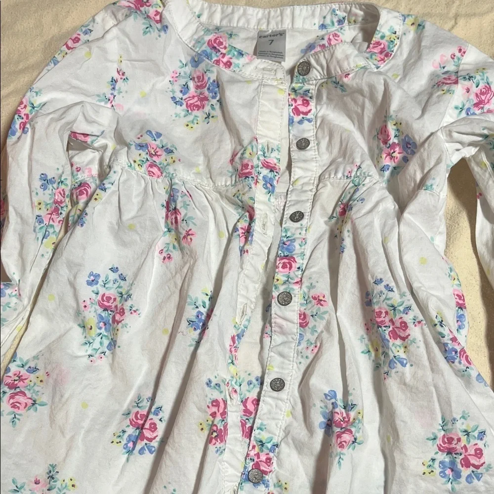Carter's White Floral Button Down Shirt